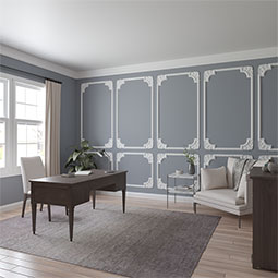 Ekena Millwork - PML13X13KD-2 - Endurathane Kendall Panel Moulding Corner, 14 1/2"W x 13 1/2"H (matches moulding PML01X00KD), Factory Primed