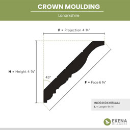 Ekena Millwork - SAMPLE-MLD04X04X06LA - SAMPLE - AmeriCraft Lanarkshire Carved Wood Crown Moulding, 4 7/8"H x 4 3/4"P x 6 3/4"F x 12"L