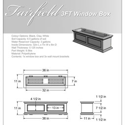 Mayne, Inc. - MP5822 - 36"W x 11"D x 10 3/4"H Fairfield Window Planter with Installation Brackets