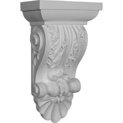 Ekena Millwork - COR14X08X05AC - Endurathane Acanthus with Shell Corbel, 8 1/2"W x 5"D x 14 1/2"H, Factory Primed