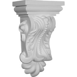 Ekena Millwork - COR07X05X13BE - Endurathane Beaded with Leaves Corbel, 7 7/8"W x 5 1/8"D x 13 3/8"H, Factory Primed