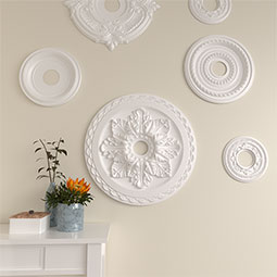 Ekena Millwork - CM23BO_P - Endurathane Bordeaux Deluxe Ceiling Medallion, 23 5/8"OD x 3"ID x 2"P (Fits Canopies up to 4"), Factory Primed
