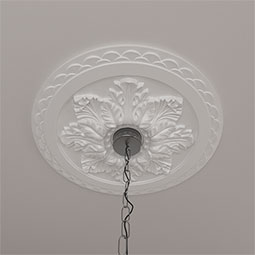 Ekena Millwork - CM23BO_P - Endurathane Bordeaux Deluxe Ceiling Medallion, 23 5/8"OD x 3"ID x 2"P (Fits Canopies up to 4"), Factory Primed