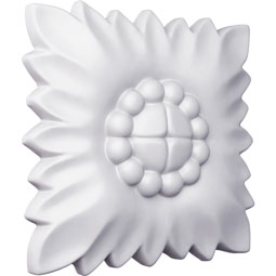 Ekena Millwork - ROS03X03DN - Endurathane Daniela Flower Square Rosette, 3 3/8"W x 3 3/8"H x 5/8"P, Factory Primed