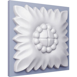Ekena Millwork - ROS03X03DN - Endurathane Daniela Flower Square Rosette, 3 3/8"W x 3 3/8"H x 5/8"P, Factory Primed