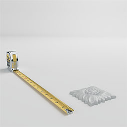 Ekena Millwork - ROS03X03DN - Endurathane Daniela Flower Square Rosette, 3 3/8"W x 3 3/8"H x 5/8"P, Factory Primed