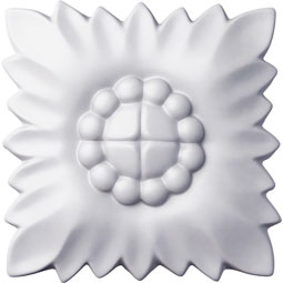 Ekena Millwork - ROS03X03DN - Endurathane Daniela Flower Square Rosette, 3 3/8"W x 3 3/8"H x 5/8"P, Factory Primed