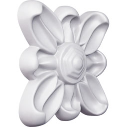 Ekena Millwork - ROS03X04EM - Endurathane Emery Flower Square Rosette, 3 7/8"W x 3 7/8"H x 3/4"P, Factory Primed