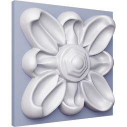 Ekena Millwork - ROS03X04EM - Endurathane Emery Flower Square Rosette, 3 7/8"W x 3 7/8"H x 3/4"P, Factory Primed