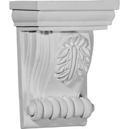 Ekena Millwork - COR06X04X03FO - Endurathane Forrest Small Leaf Corbel, 4 3/4"W x 3 1/8"D x 6 3/4"H, Factory Primed