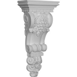 Ekena Millwork - COR06X13X03GR - Endurathane Grape Bunch Corbel, 6 3/4"W x 3 1/2"D x 13 3/4"H, Factory Primed