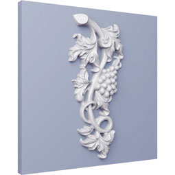 Ekena Millwork - ONL05X08X01GR - Endurathane Small grape and Leaf Onlay, 5 1/4"W x 12 1/2"H x 1"P, Factory Primed