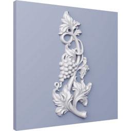 Ekena Millwork - ONL08X20X01GR - Endurathane Large Grape and Leaf Onlay, 8 1/4"W x 20 1/8"H x 1 5/8"P, Factory Primed