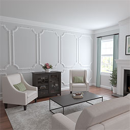 Ekena Millwork - PML15X15HI - Endurathane Hillsborough Panel Moulding Corner, 15"W x 15"H x 3/4"P (matches moulding PML01X01HI), Factory Primed