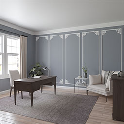 Ekena Millwork - PML11X11KP - Endurathane Kepler Panel Moulding Corner, 11"W x 11"H x 1"P (matches moulding PML01X01KP), Factory Primed