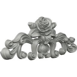 Ekena Millwork - ONL13X05X01NA - 13 3/4"W  x 5 1/2"H x 1"P Nadia Decorative Rose Center with Scrolls Onlay