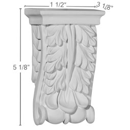 Ekena Millwork - COR03X05X01OX - Endurathane Oxford Oak Leaf Corbel, 3 1/8"W x 1 1/2"D x 5 1/8"H, Factory Primed