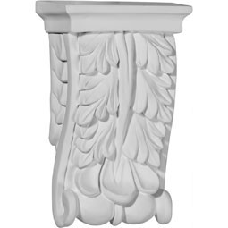 Ekena Millwork - COR03X05X01OX - Endurathane Oxford Oak Leaf Corbel, 3 1/8"W x 1 1/2"D x 5 1/8"H, Factory Primed