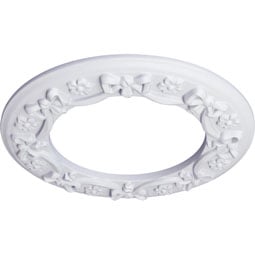 Ekena Millwork - CM12RI_P - Endurathane Ribbon with Bow Ceiling Medallion, 12 1/4"OD x 7 1/2"ID x 7/8"P (Fits Canopies up to 7 1/2")