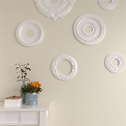 Ekena Millwork - CM12RI_P - Endurathane Ribbon with Bow Ceiling Medallion, 12 1/4"OD x 7 1/2"ID x 7/8"P (Fits Canopies up to 7 1/2")
