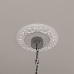 Ekena Millwork - CM12RI_P - Endurathane Ribbon with Bow Ceiling Medallion, 12 1/4"OD x 7 1/2"ID x 7/8"P (Fits Canopies up to 7 1/2")
