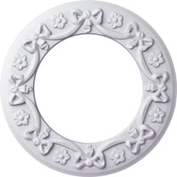 Ekena Millwork - CM12RI_P - Endurathane Ribbon with Bow Ceiling Medallion, 12 1/4"OD x 7 1/2"ID x 7/8"P (Fits Canopies up to 7 1/2")