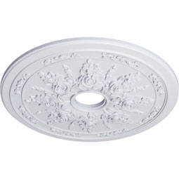 Ekena Millwork - CM23RO_P - Endurathane Rose and Ribbon Ceiling Medallion, 23 5/8"OD x 4"ID x 1 1/2"P (Fits Canopies up to 4")