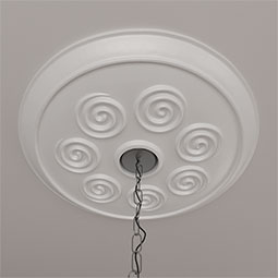 Ekena Millwork - CM25SP_P - Endurathane Spiral Ceiling Medallion, 25 1/4"OD x 4"ID x 2"P (Fits Canopies up to 4")