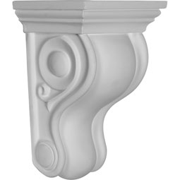 Ekena Millwork - COR04X06X03TR - Endurathane Traditional Curved Corbel, 4 3/4"W x 3 1/2"D x 6 3/4"H, Factory Primed