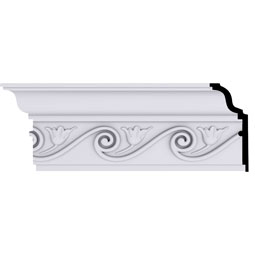 Ekena Millwork - MLD06X02X07FL - Endurathane Floral Crown Moulding, 6 1/4"H x 2 3/4"P x 7"F x 94 1/2"L, (5 3/8" Repeat), Factory Primed