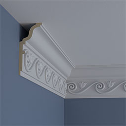 Ekena Millwork - MLD06X02X07FL - Endurathane Floral Crown Moulding, 6 1/4"H x 2 3/4"P x 7"F x 94 1/2"L, (5 3/8" Repeat), Factory Primed