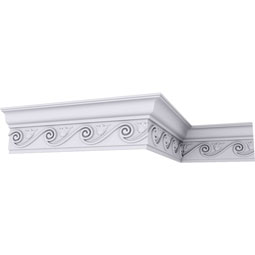 Ekena Millwork - MLD06X02X07FL - Endurathane Floral Crown Moulding, 6 1/4"H x 2 3/4"P x 7"F x 94 1/2"L, (5 3/8" Repeat), Factory Primed