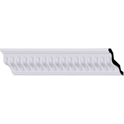 Ekena Millwork - MLD04X04X06LI - Endurathane Linus Crown Moulding, 4"H x 4"P x 5 5/8"F x 94 1/2"L, (7/8" Repeat), Factory Primed