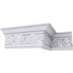Ekena Millwork - MLD04X03X05EM - Endurathane Emery Crown Moulding, 4 1/2"H x 2 5/8"P x 5 1/8"F x 94 1/2"L, (13 1/4" Repeat), Factory Primed