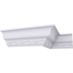 Ekena Millwork - MLD03X03X04CN - Endurathane Cornelia Crown Moulding, 3 1/2"H x 3 3/8"P x 4 3/4"F x 94 1/2"L, (3 1/4" Repeat), Factory Primed