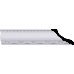 Ekena Millwork - MLD03X03X04FE - Endurathane Federal Crown Moulding, 3"H x 3 5/8"P x 4 5/8"F x 94 1/2"L, (2 3/4" Repeat), Factory Primed