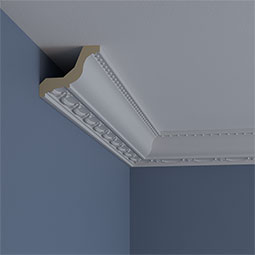 Ekena Millwork - MLD03X03X04FE - Endurathane Federal Crown Moulding, 3"H x 3 5/8"P x 4 5/8"F x 94 1/2"L, (2 3/4" Repeat), Factory Primed