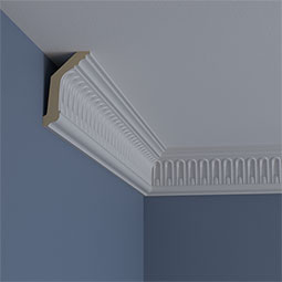 Ekena Millwork - MLD04X02X05VI - Endurathane Viceroy Crown Moulding, 4"H x 2 1/2"P x 4 5/8"F x 94 1/2"L, (1 1/8" Repeat), Factory Primed