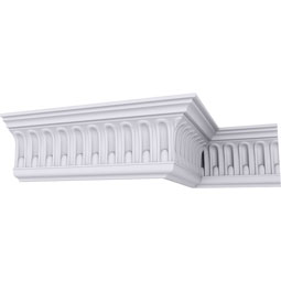 Ekena Millwork - MLD04X02X05VI - Endurathane Viceroy Crown Moulding, 4"H x 2 1/2"P x 4 5/8"F x 94 1/2"L, (1 1/8" Repeat), Factory Primed