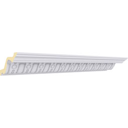 Ekena Millwork - MLD04X02X04SQ - Endurathane Sequential Crown Moulding, 2 1/8"H x 4"P x 4 1/2"F x 94 1/2"L, (1 5/8" Repeat), Factory Primed