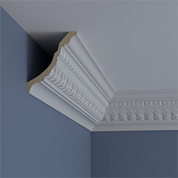 Ekena Millwork - MLD04X04X04DU - Endurathane Dublin Crown Moulding, 4 1/8"H x 4 1/4"P x 5 7/8"F x 94 1/2"L, (1 1/4" Repeat), Factory Primed