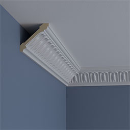 Ekena Millwork - MLD03X03X04CE - Endurathane Chamberlain Crown Moulding, 3 1/4"H x 3 3/8"P x 4 5/8"F x 94 3/8"L, (2" Repeat), Factory Primed