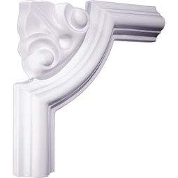 Ekena Millwork - PML04X04BR - Endurathane Bradford Leaf Panel Moulding Corner, 4 1/8"H x 4 1/8"W x (matches moulding PML01X01BR), Factory Primed