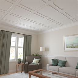 Ekena Millwork - PML04X04BR - Endurathane Bradford Leaf Panel Moulding Corner, 4 1/8"H x 4 1/8"W x (matches moulding PML01X01BR), Factory Primed