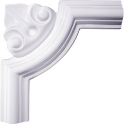 Ekena Millwork - PML04X04BR - Endurathane Bradford Leaf Panel Moulding Corner, 4 1/8"H x 4 1/8"W x (matches moulding PML01X01BR), Factory Primed