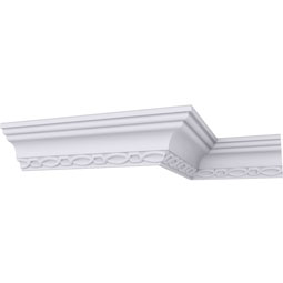 Ekena Millwork - MLD02X02X03LO - Endurathane Loera Crown Moulding, 2 1/2"H x 2 3/8"P x 3 3/8"F x 94 3/8"L, (2" Repeat), Factory Primed
