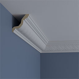 Ekena Millwork - MLD03X03X04BD - Endurathane Beaded Rope Crown Moulding, 3 1/4"H x 3 3/8"P x 4 5/8"F x 94 1/2"L, (1 1/4" Repeat), Factory Primed