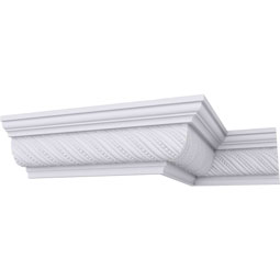 Ekena Millwork - MLD03X03X04BD - Endurathane Beaded Rope Crown Moulding, 3 1/4"H x 3 3/8"P x 4 5/8"F x 94 1/2"L, (1 1/4" Repeat), Factory Primed