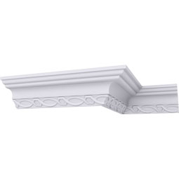 Ekena Millwork - MLD03X03X04LO - Endurathane Loera Crown Moulding, 2 7/8"H x 2 7/8"P x 3 7/8"F x 94 1/2"L, (2 5/8" Repeat), Factory Primed
