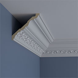 Ekena Millwork - MLD05X05X07TS - Endurathane Terrones Crown Moulding, 5"H x 5 3/8"P x 7 3/8"F x 94 1/2"L, (5 1/2" Repeat), Factory Primed